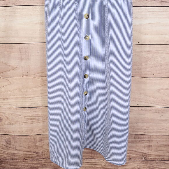DIVIDED BY H&M BLUE WHITE STRIPED SEERSUCKER BUTTON UP DRESS WOMENS SIZE 2 - Picture 3 of 8